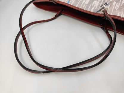 BURBERRY London Canvas Navy x Bordeaux Umbrella Print Tote Bag