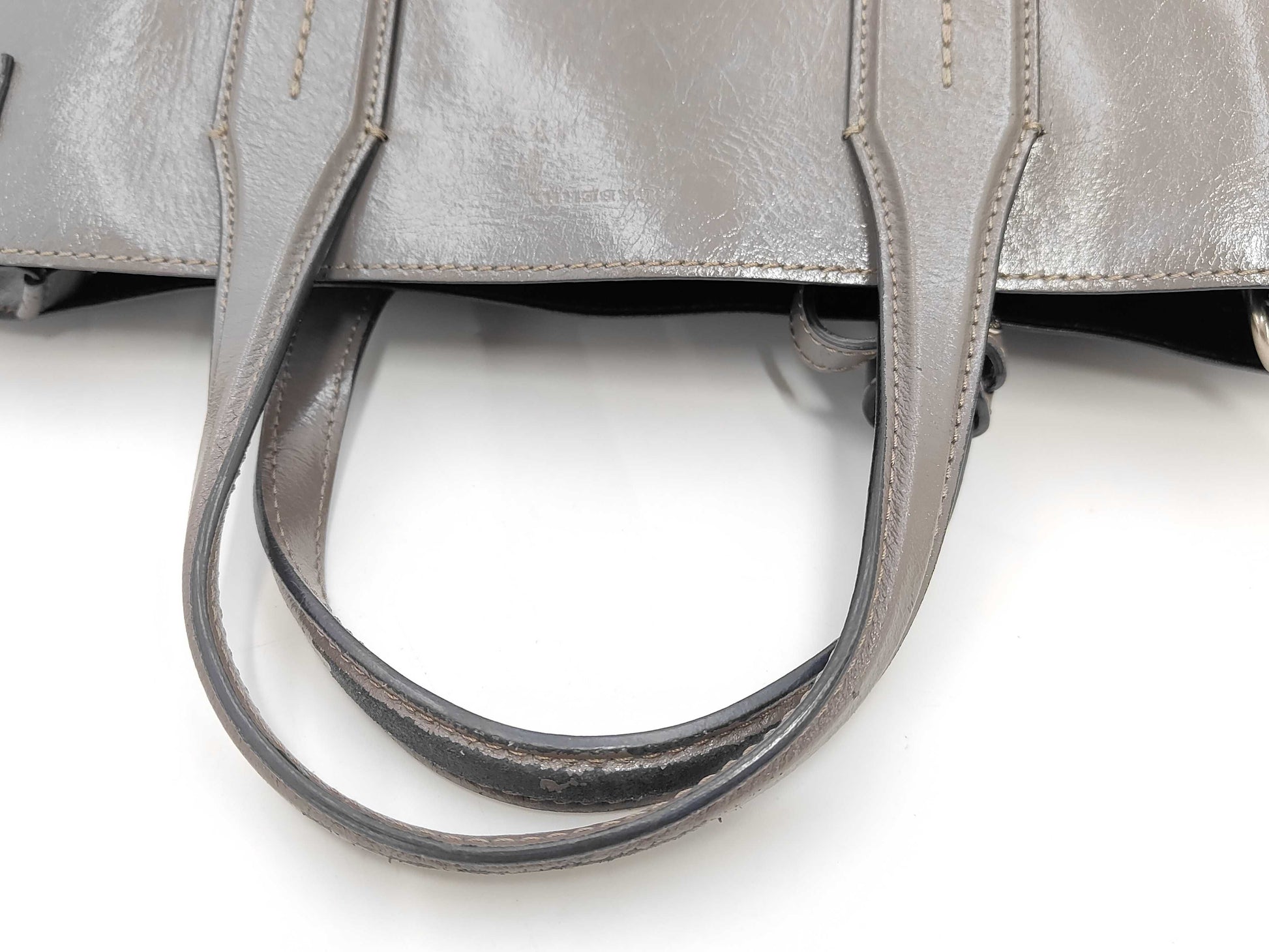 BURBERRY 2-way Bag Leather Grey Handbag