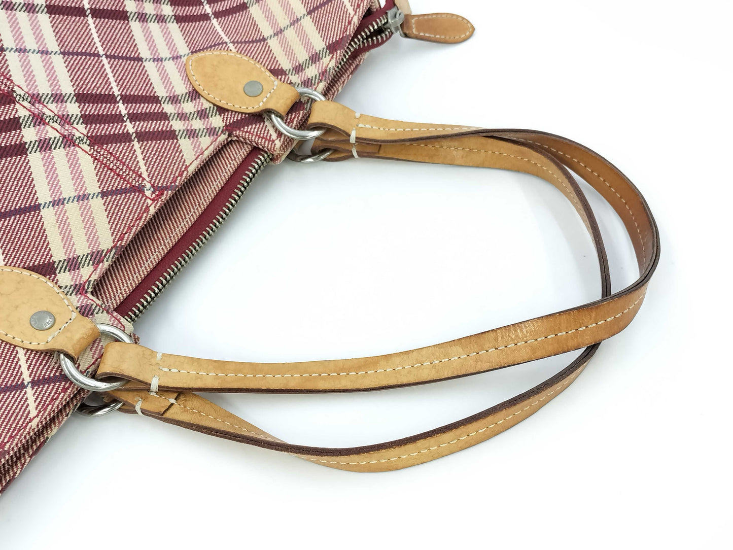 BURBERRY Blue Label Shoulder Bag Canvas Red Check Tote Bag