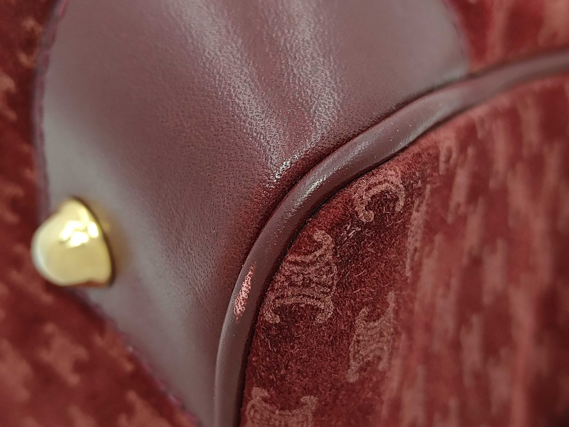 CELINE Macadam Mini Boston Suede Bordeaux Handbag