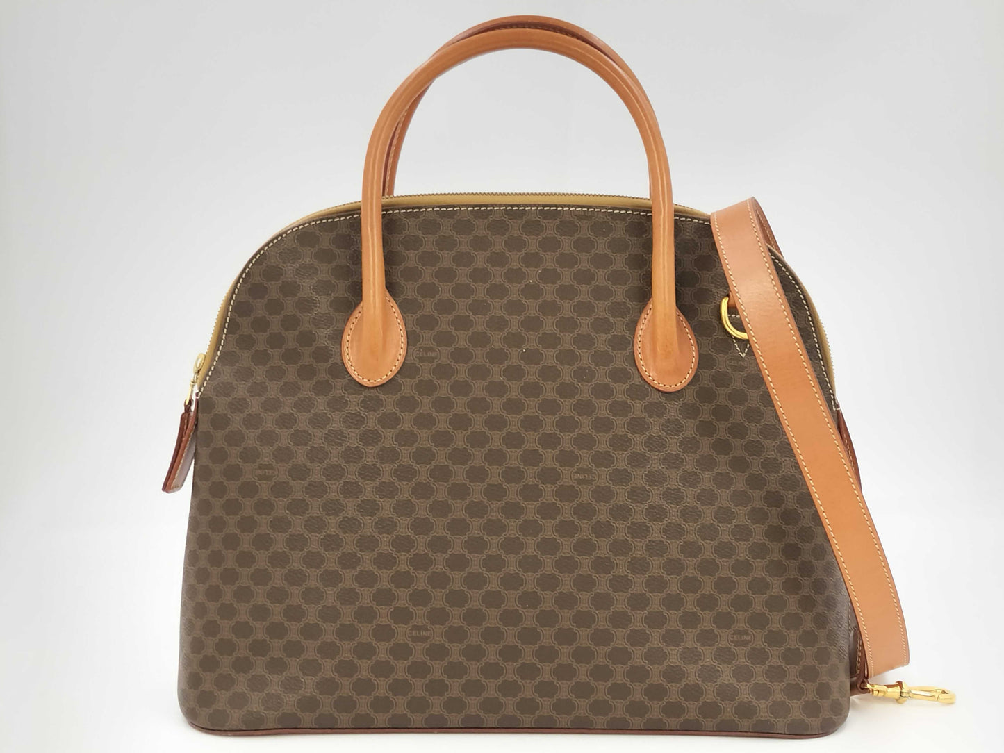 CELINE Macadam 2way Bag PVC Brown Handbag