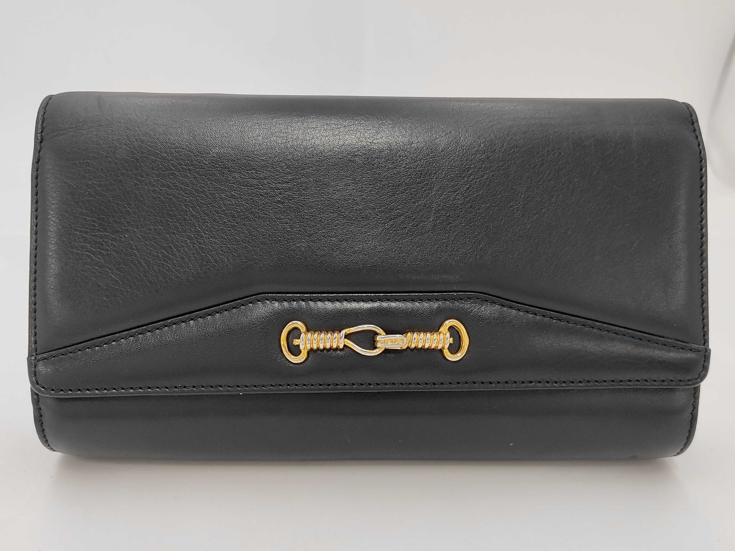 CELINE Celine Clutch Bag Leather Black Bag
