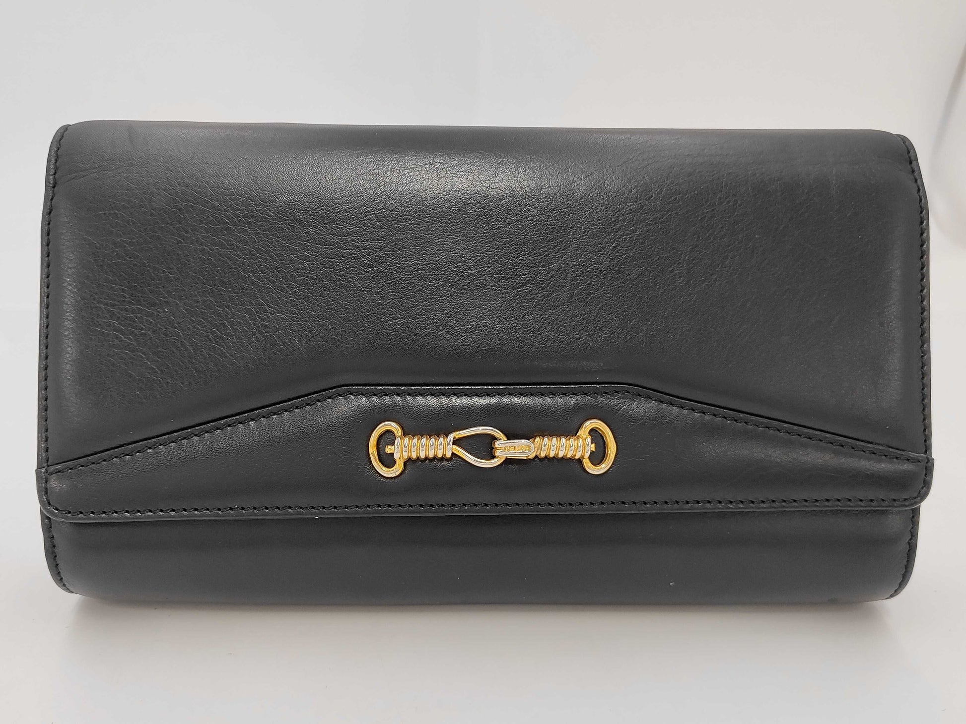CELINE Celine Clutch Bag Leather Black Bag