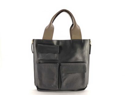 MARNI MARNI Side Zip Tote Bag Black Leather Tote Bag