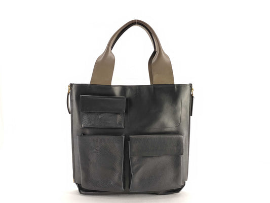 MARNI MARNI Side Zip Tote Bag Black Leather Tote Bag