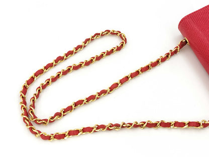 CHANEL Lizard Shoulder Bag Red Bag