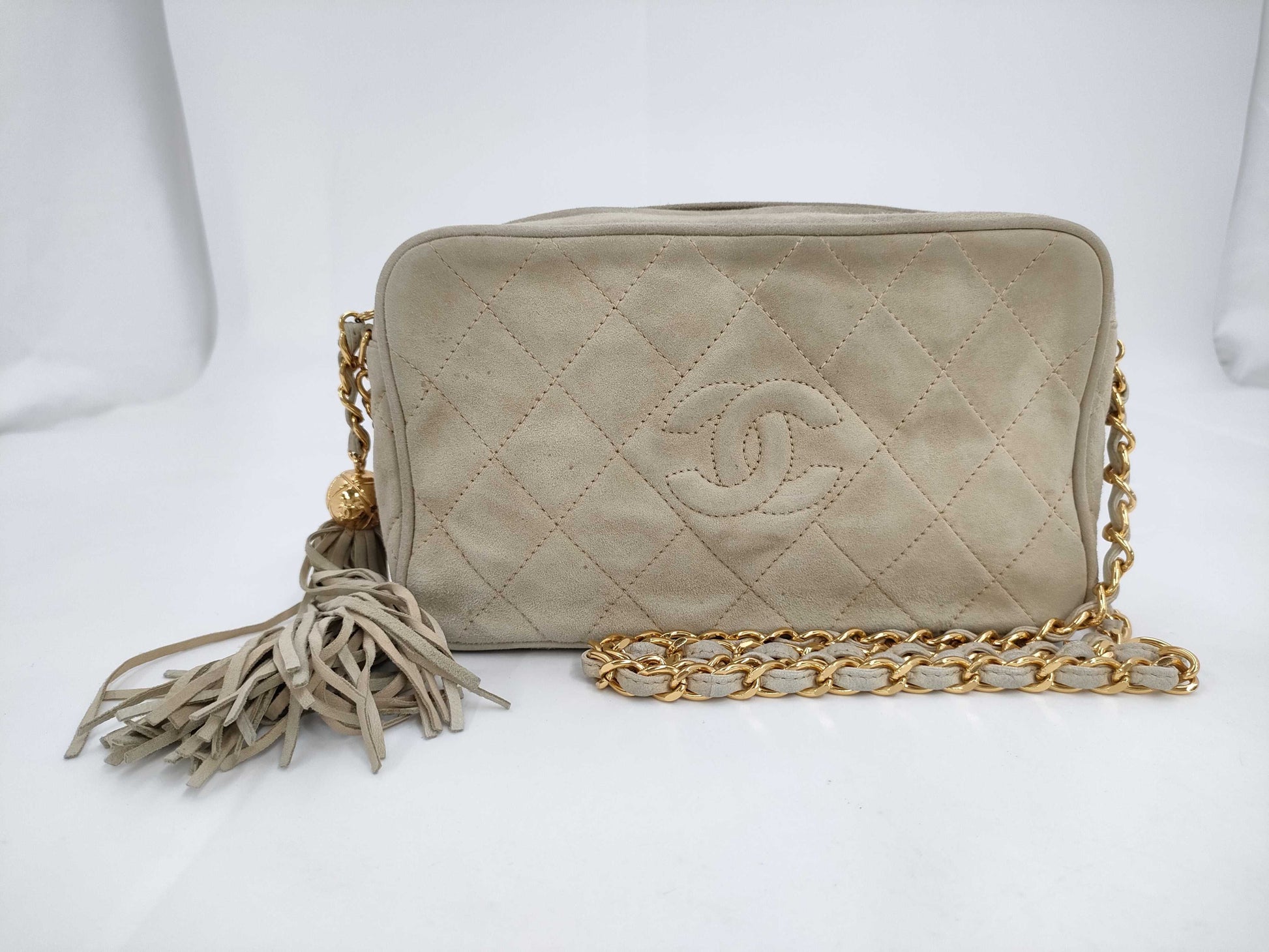 CHANEL Fringe Shoulder Bag Beige Bag