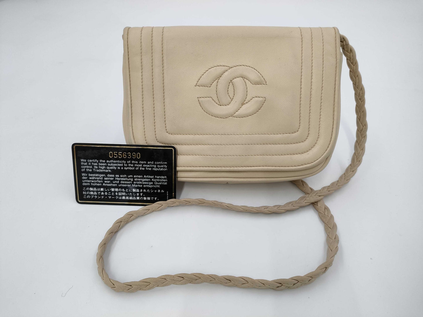 CHANEL Lambskin Beige Shoulder Bag