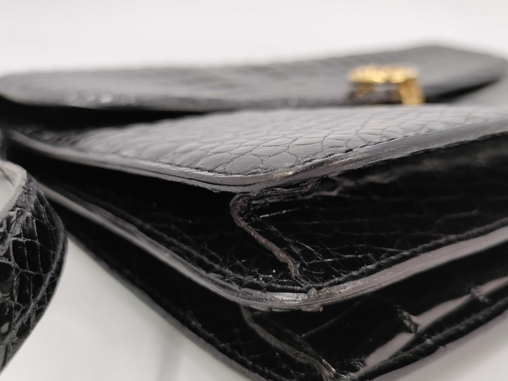 GUCCI Gucci Croco Black Shoulder Bag