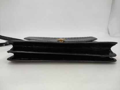 GUCCI Gucci Croco Black Shoulder Bag
