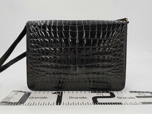 GUCCI Gucci Croco Black Shoulder Bag