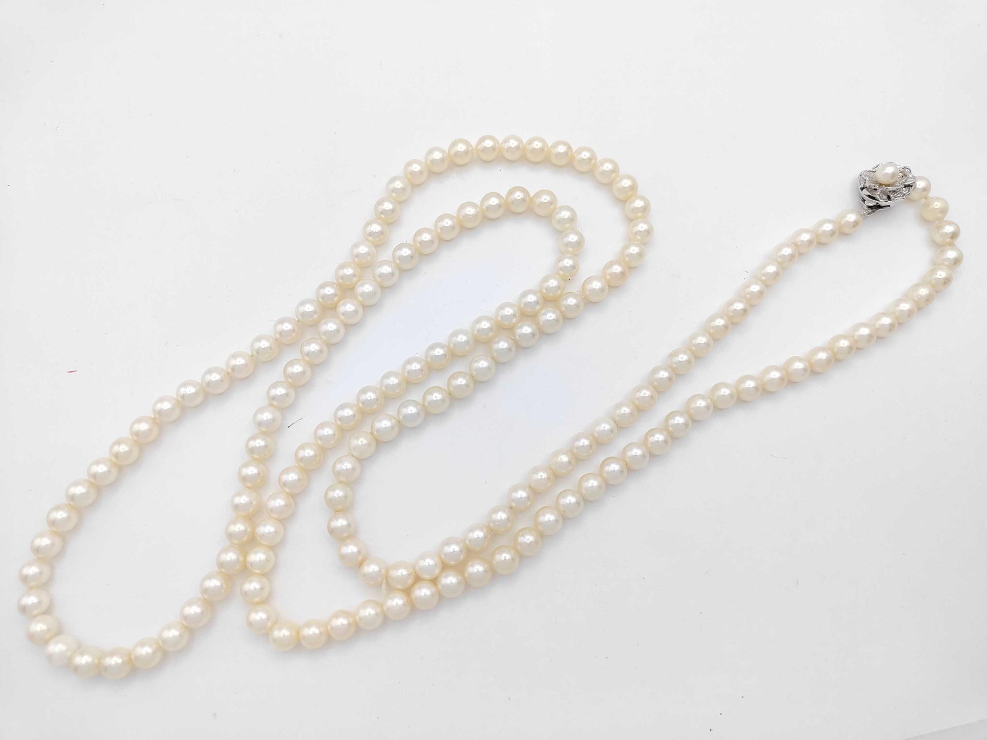 Long Pearl Diameter Approx. 6.4-6.9mm SV 72.5g Necklace 