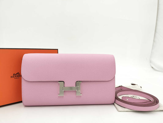 HERMES Constance Long Toe Go Vo Epson Mauve Sylvestre SV Hardware K-Engraved Shoulder Bag
