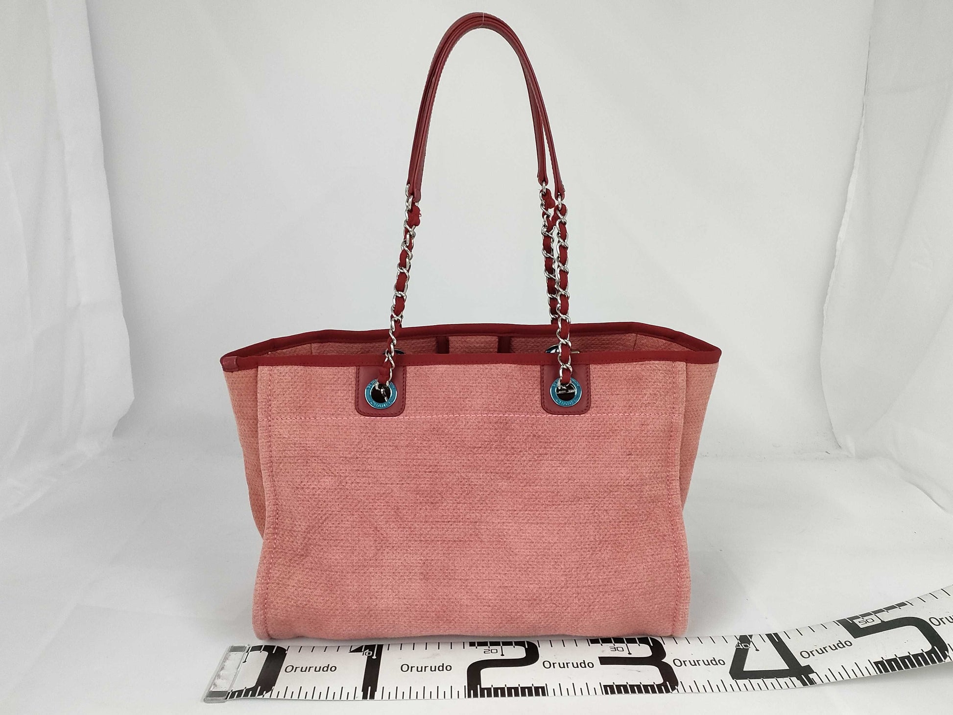 CHANEL Deauville Leather Chain Handbag Tote Bag