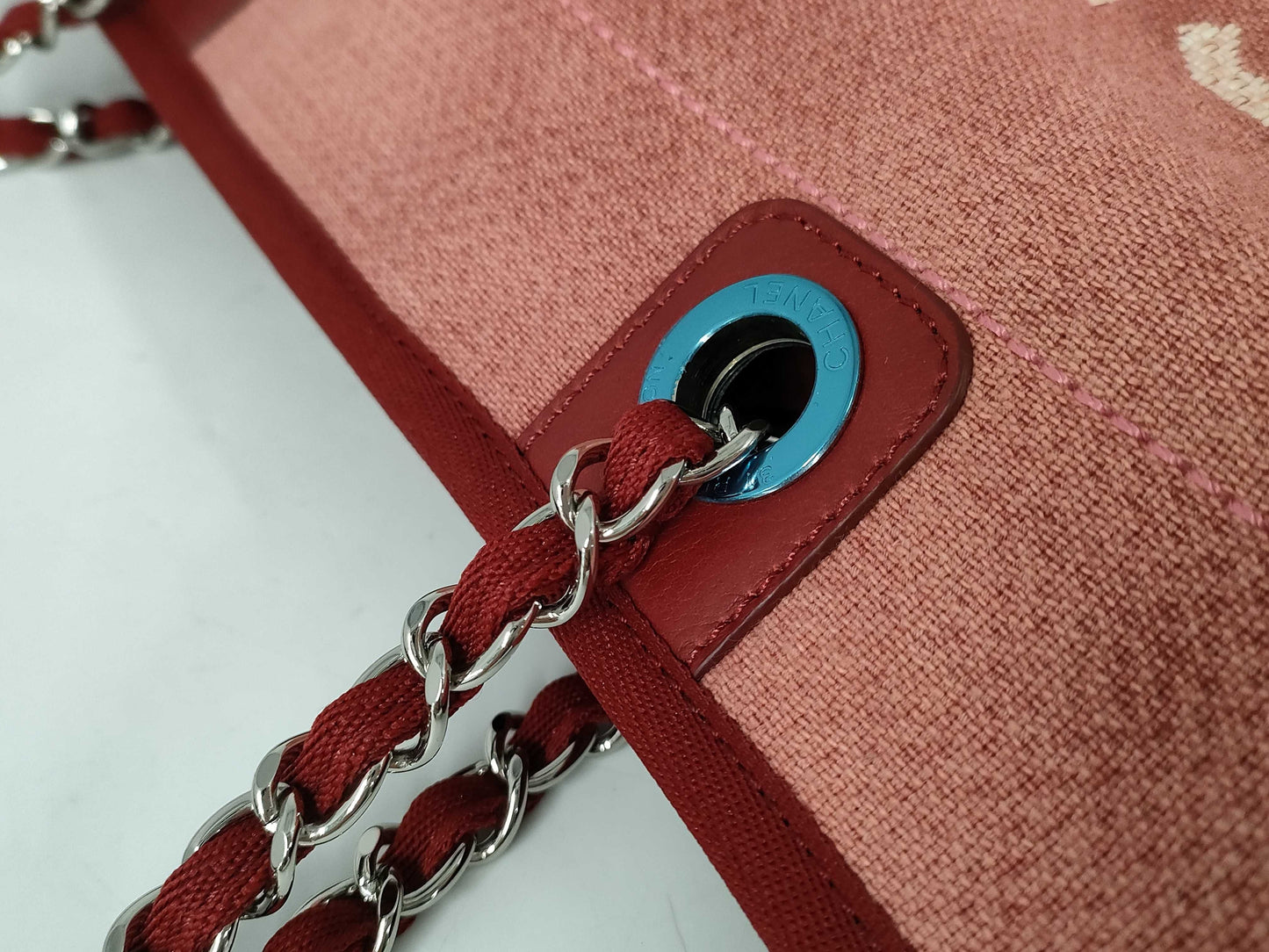 CHANEL Deauville Leather Chain Handbag Tote Bag