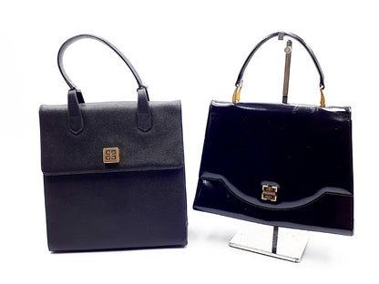 GIVENCHY 2-Piece Leather Hand Gold Hardware Vintage Handbag