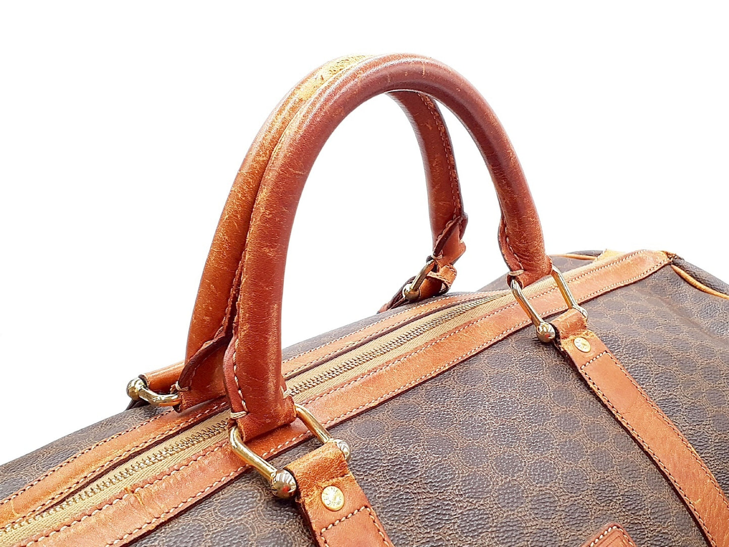 CELINE 4-Piece Set Macadam Pattern Leather Vintage Boston Bag Handbag Boston Bag