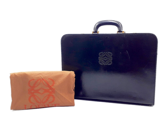 LOEWE Anagram Leather Black Gold Hardware Dial Lock 430 Business Bag