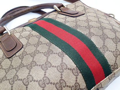 GUCCI 2-way Strap GG Supreme Sherry Line Gold Hardware Leather Hand Hand Pouch