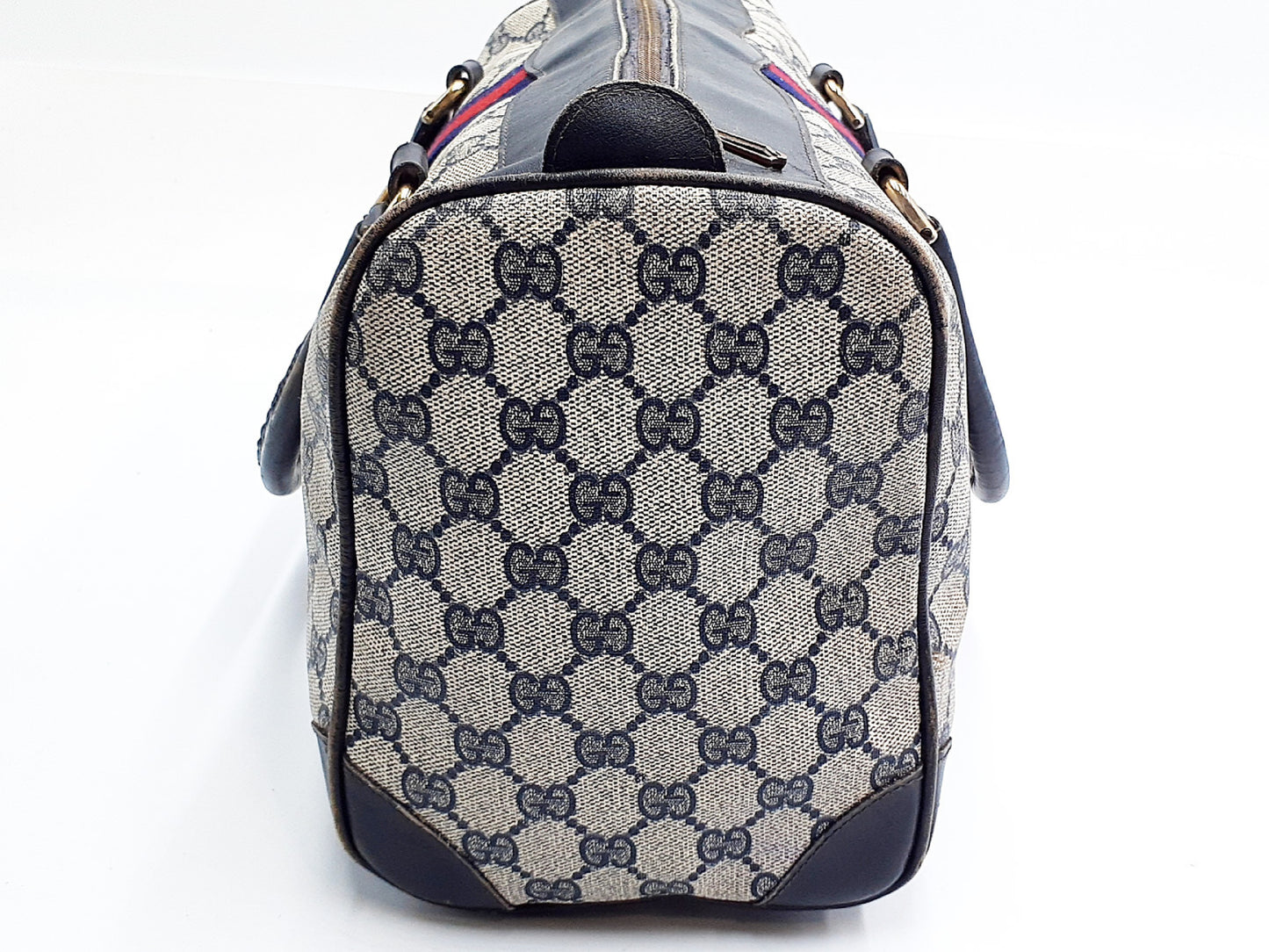 GUCCI GG Supreme Sherry Line Gold Hardware Leather Hand Handbag