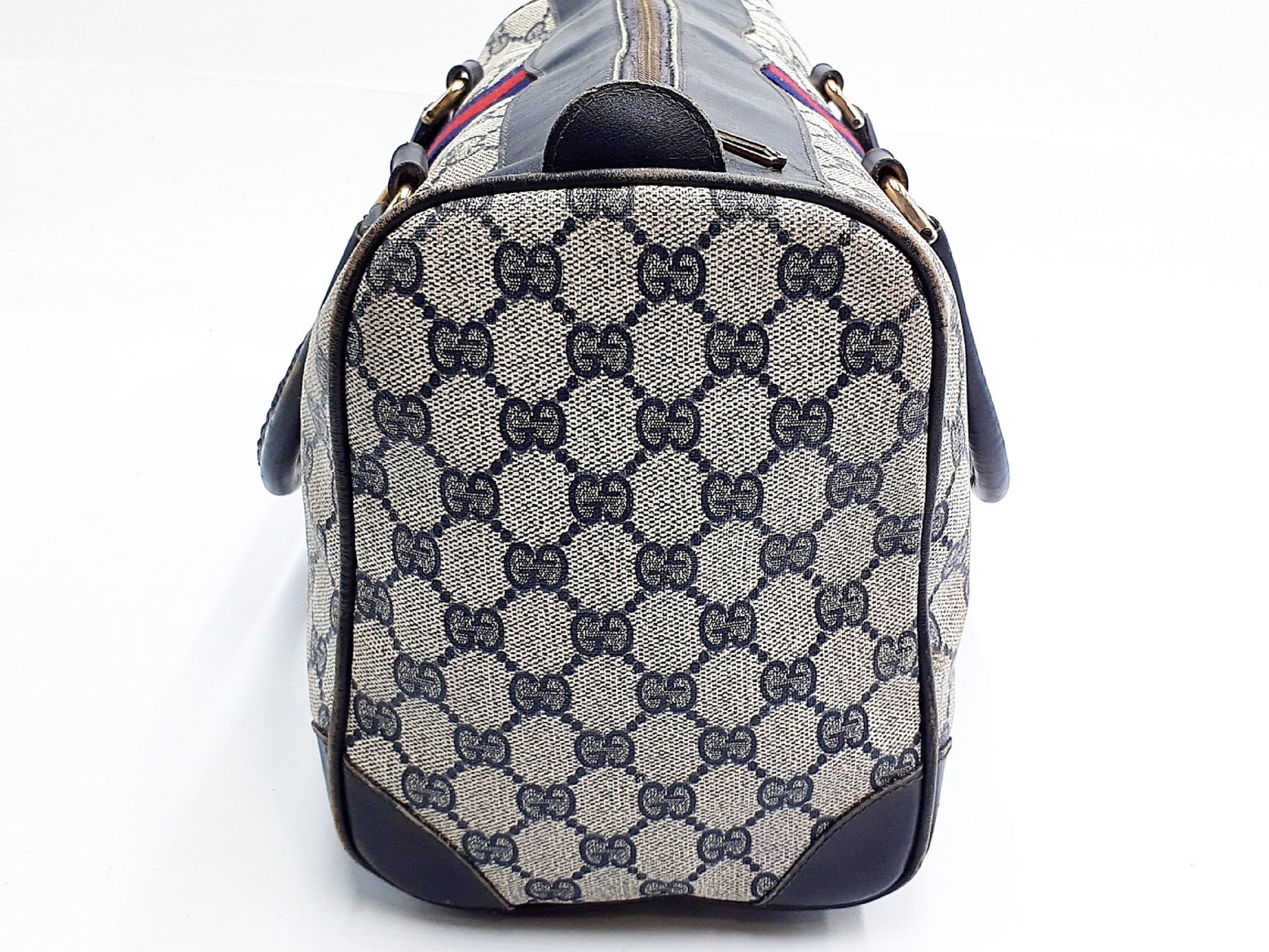 GUCCI GG Supreme Sherry Line Gold Hardware Leather Hand Handbag