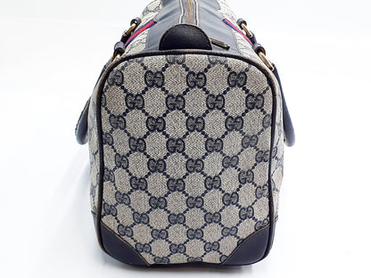 GUCCI GG Supreme Sherry Line Gold Hardware Leather Hand Handbag