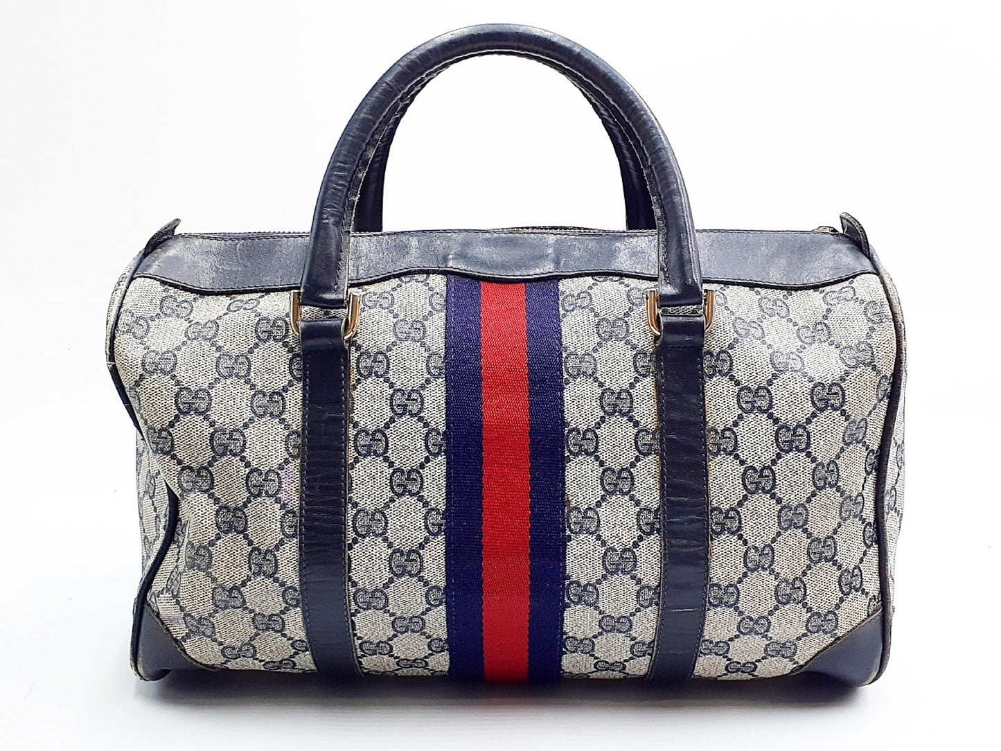 GUCCI GG Supreme Sherry Line Gold Hardware Leather Hand Handbag