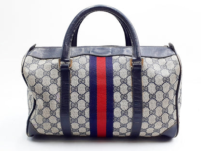 GUCCI GG Supreme Sherry Line Gold Hardware Leather Hand Handbag