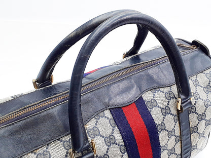 GUCCI GG Supreme Sherry Line Gold Hardware Leather Hand Handbag