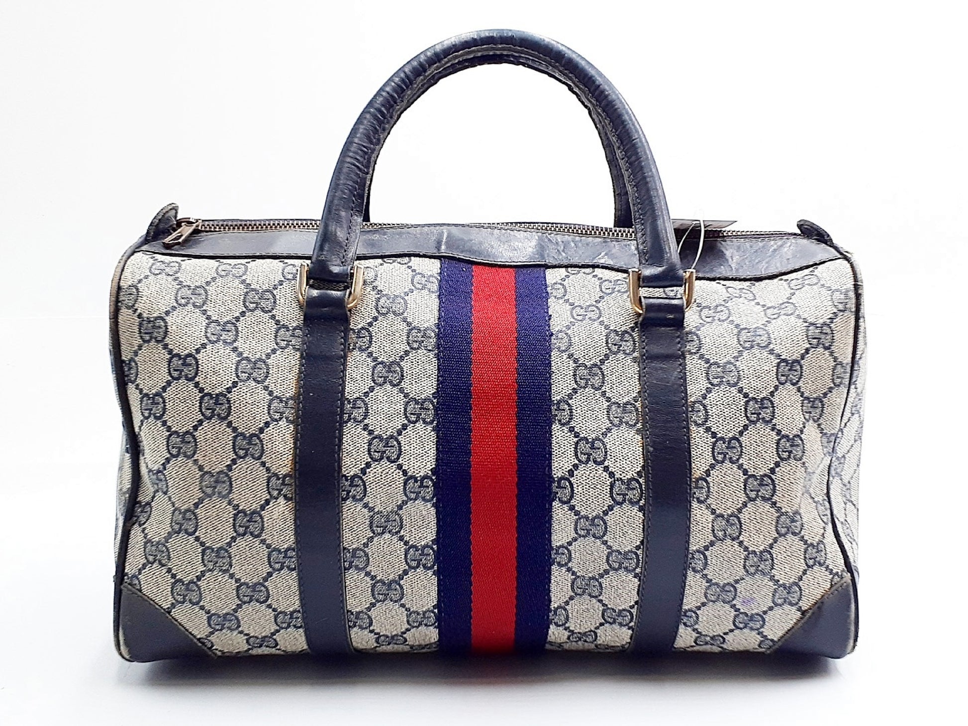 GUCCI GG Supreme Sherry Line Gold Hardware Leather Hand Handbag