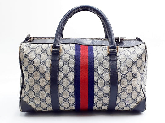 GUCCI GG Supreme Sherry Line Gold Hardware Leather Hand Handbag