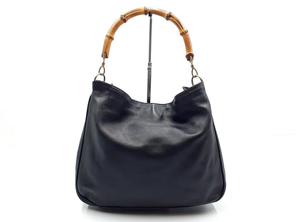 GUCCI Bamboo Leather Hand Gold Hardware 001.1577 Pouch