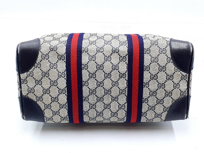 GUCCI GG Supreme Sherry Line Gold Hardware Leather Hand Handbag