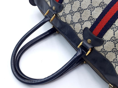 GUCCI GG Supreme Sherry Line Gold Hardware Leather Hand Handbag