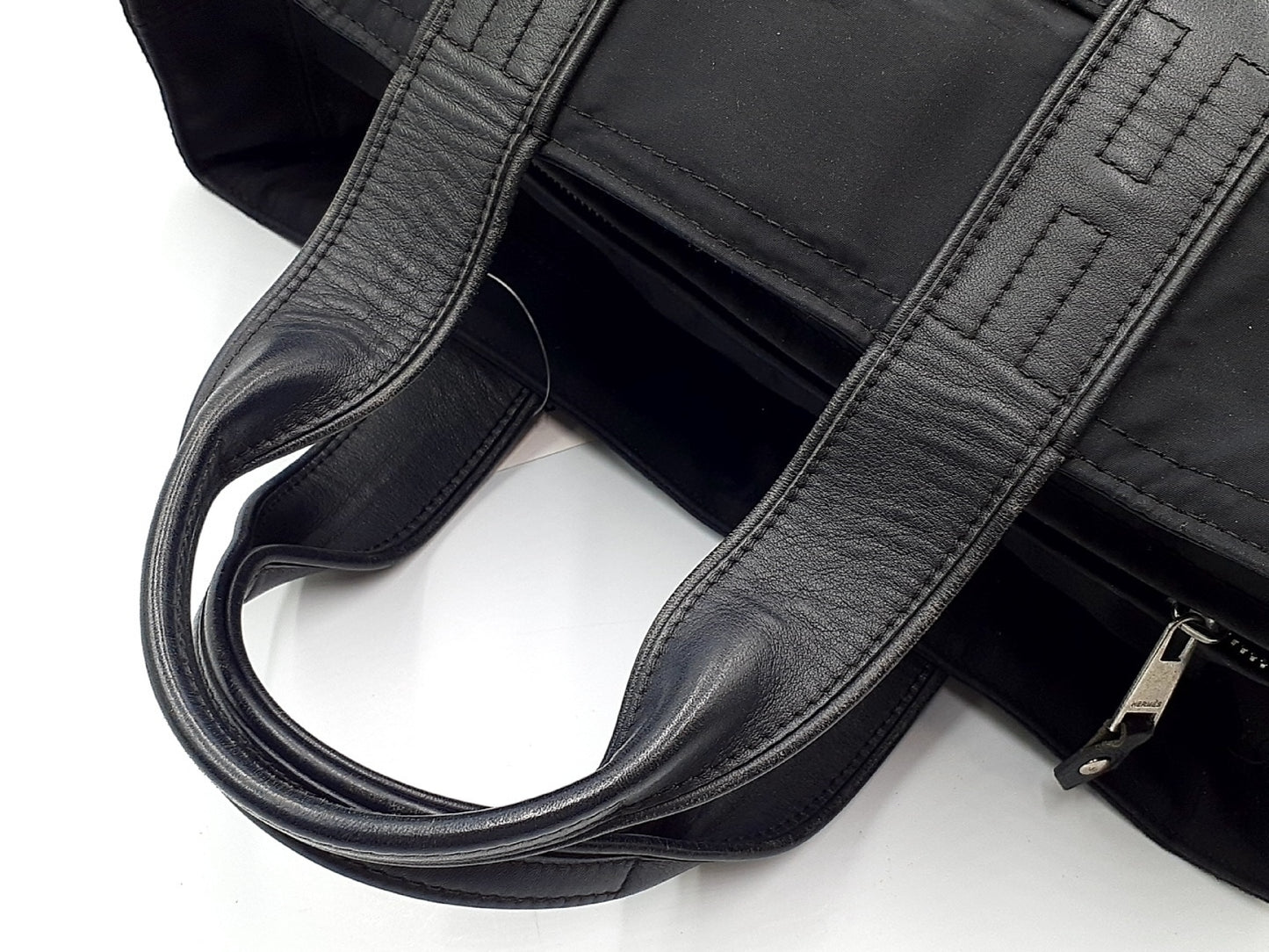 HERMES Acapulco PM Nylon x Leather Purse Black Handbag