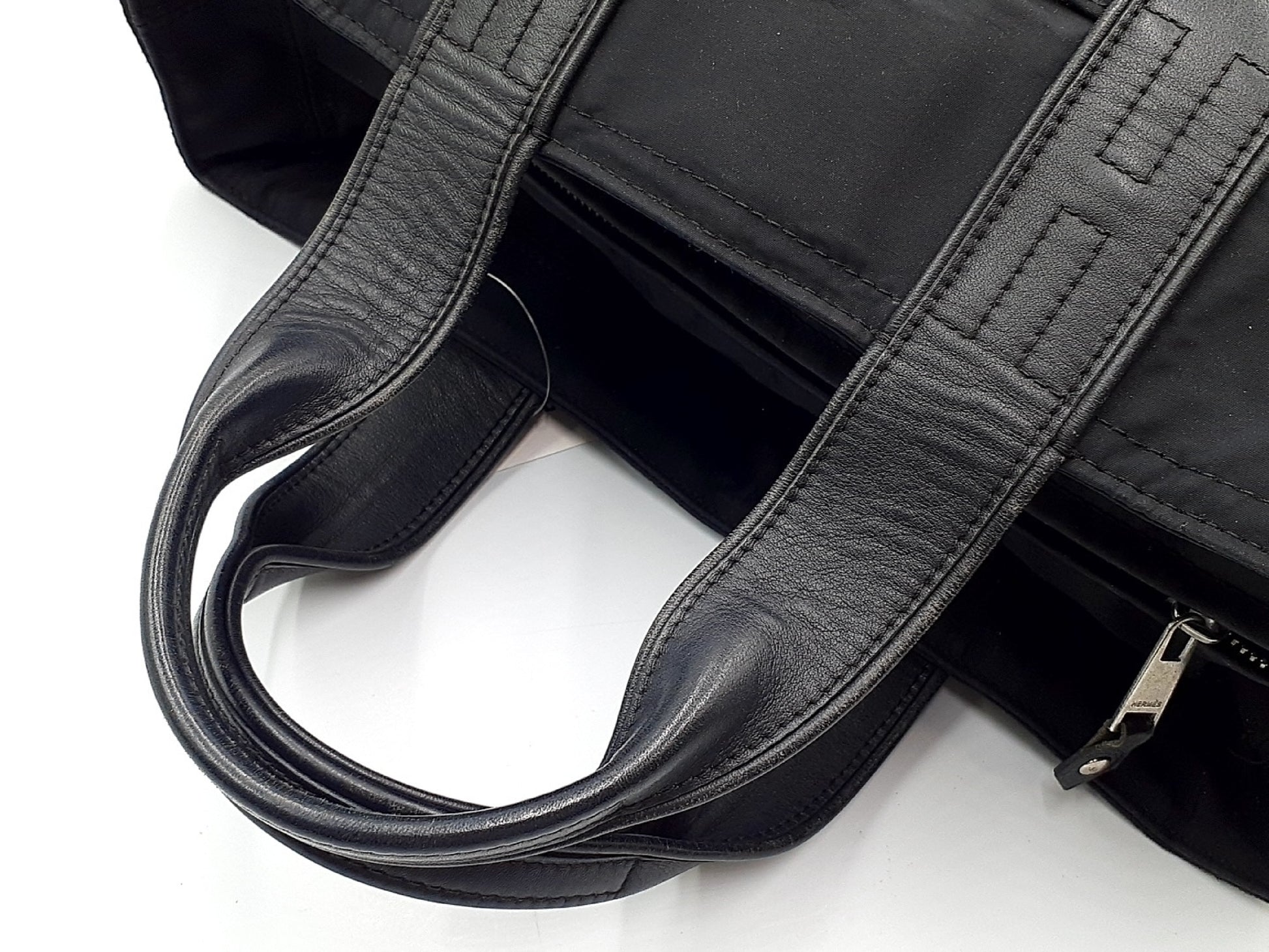 HERMES Acapulco PM Nylon x Leather Purse Black Handbag