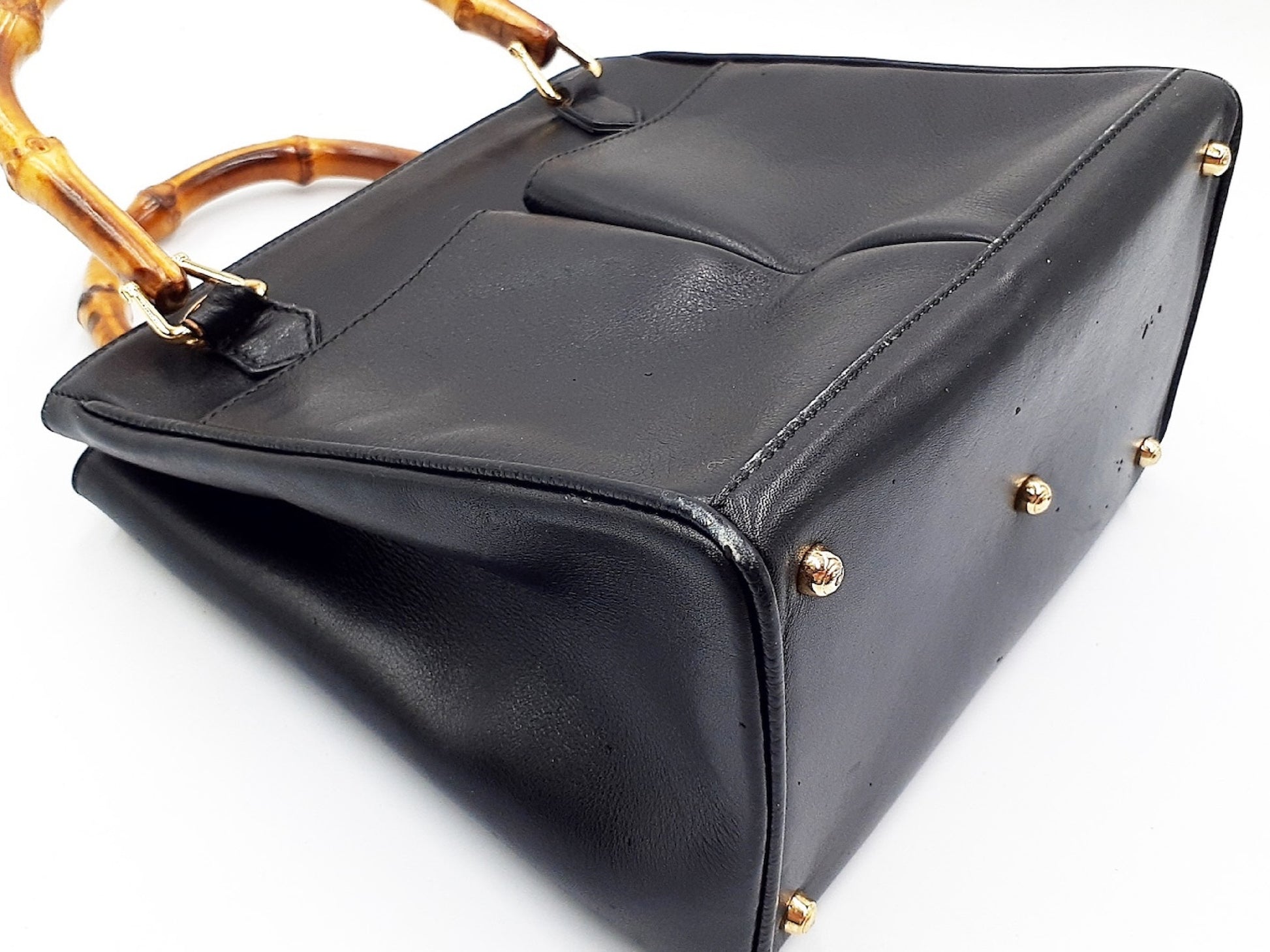 GUCCI Bamboo Gold Hardware Leather Hand 000.1364 Handbag