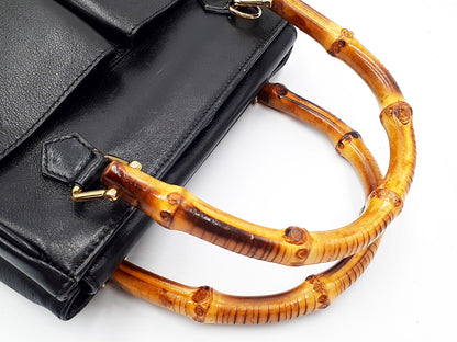 GUCCI Bamboo Gold Hardware Leather Hand 000.1364 Handbag