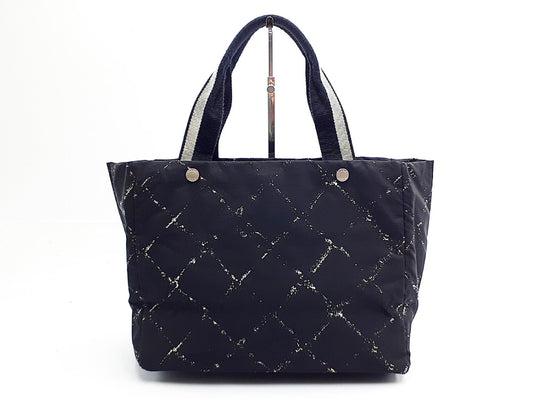 CHANEL Old Travelline Black Nylon Tote Bag