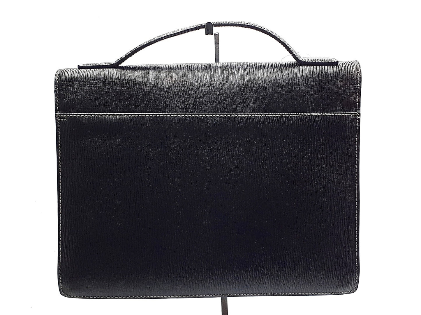 Salvatore Ferragamo Leather Black Silver Hardware Business Bag