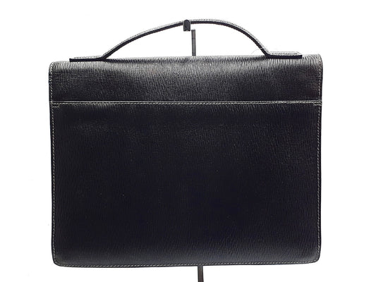 Salvatore Ferragamo Leather Black Silver Hardware Business Bag