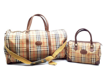 BURBERRY 2-Piece Set Novacheck Leather Bag 2-way Boston Boston Bag