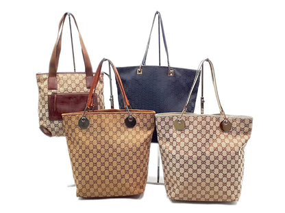 GUCCI 4-Piece Set GG Canvas Leather Tote Tote Bag