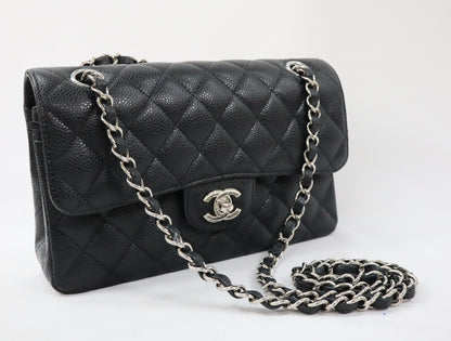 CHANEL CHANEL Matrasse 23 Small Caviar Skin Double Flap Black Silver Fittings A01113 Shoulder Bag