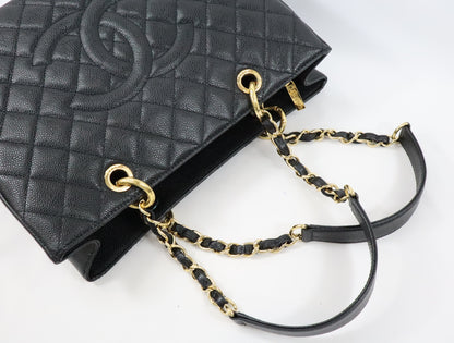 CHANEL CHANEL GST Caviar Skin Chain Tote Bag Black 18th Gold Fittings A50995 Tote Bag