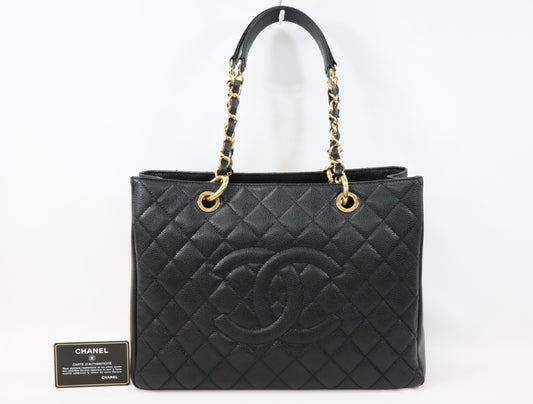 CHANEL CHANEL GST Caviar Skin Chain Tote Bag Black 18th Gold Fittings A50995 Tote Bag