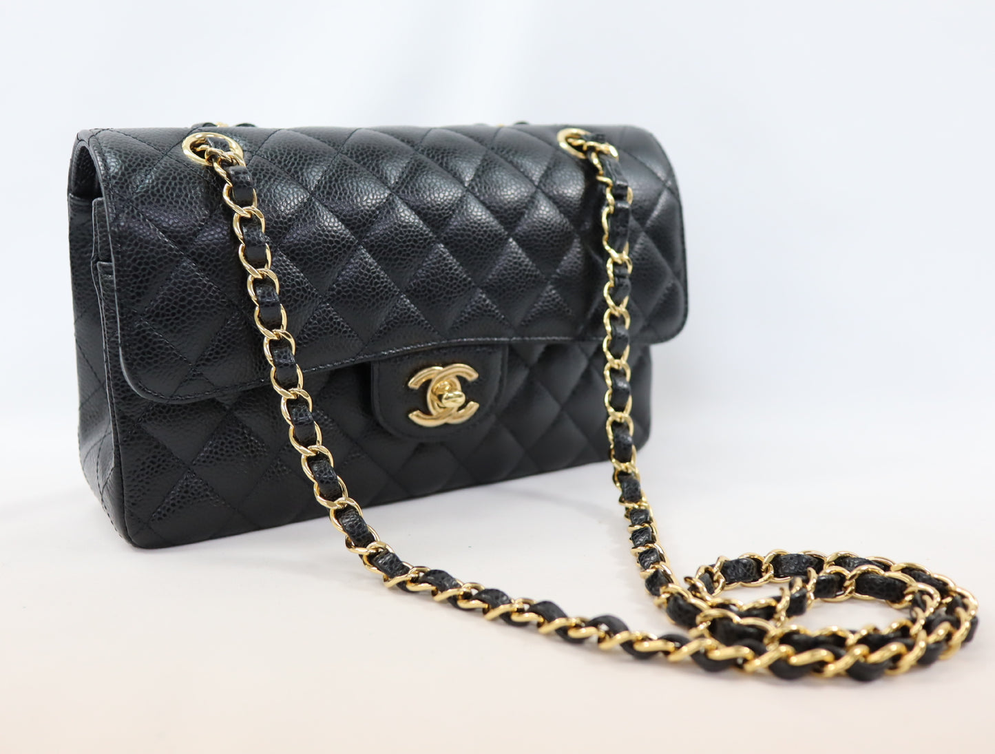 CHANEL CHANEL Matlasse 23 Small Caviar Skin Double Flap Black Series 29 Gold Fittings A01113 Shoulder Bag