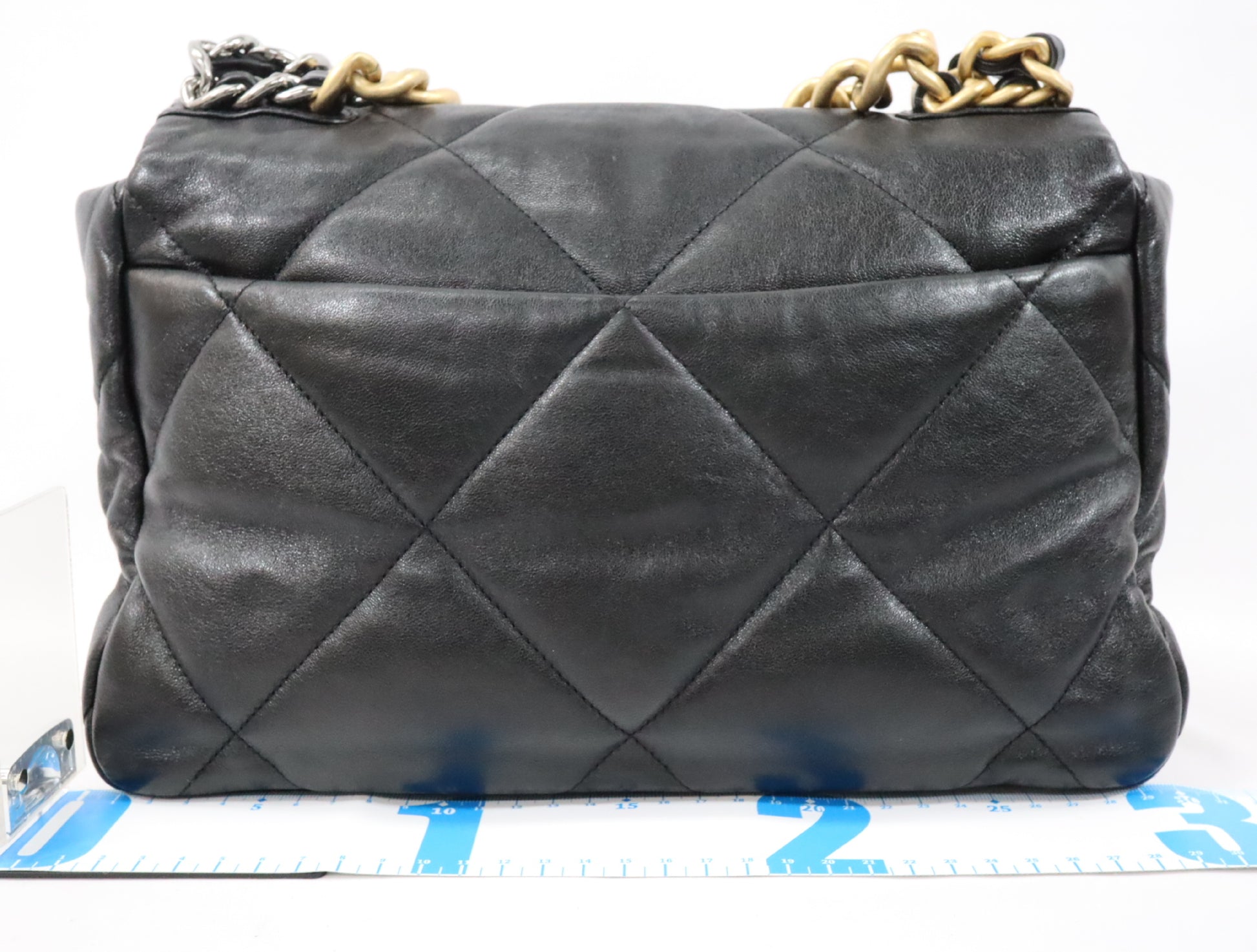 CHANEL CHANEL 19 Maxi Lambskin Chain Shoulder Bag Black Gold x Silver Fittings 29th Series AS1162 Shoulder Bag