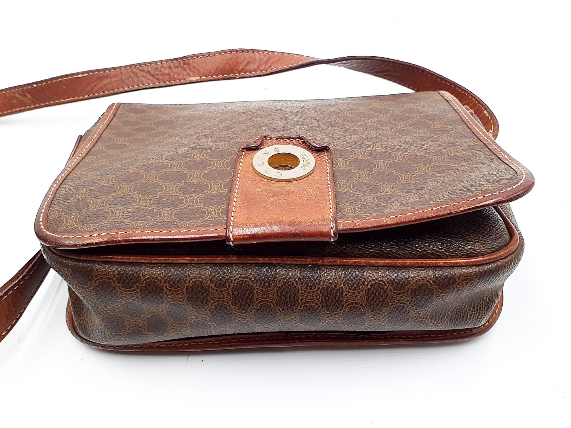 CELINE 5-Piece Set Macadam Pattern Leather Vintage Tote Bag Second Bag Tote Bag