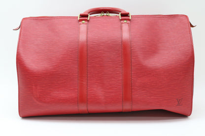 LOUIS VUITTON Epi Castilian Red Keepall 45 Boston Bag